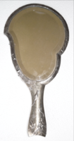 Art Nouveau Silver-Coated Hand Mirror with Polished and Carved Back