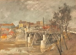 Holba Tivadar (1906 - 1995) Sárospataki öreg híd c olajfestménye EREDETI GARANCIÁVAL !!