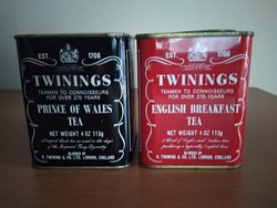 2 db régi, Twinings (Prince of Wales, English Breakfast) pléh teás doboz eladó