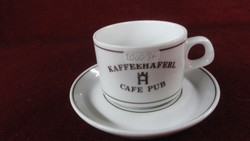 LILIEN porcelán Ausztria kávéscsésze + alátét, Kaffee Haferl Cafe Pub felirattal. Vanneki!