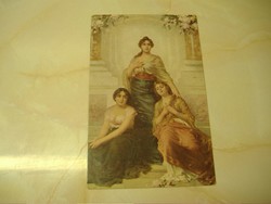 A három grácia,  antik postatiszta képeslap.