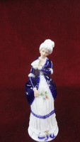 German hand-painted princess with a fan, rococo style, cobalt blue colors. He has!