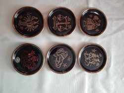 6 ceramic bowls, coasters, ring bowls with a diameter of 8 cm