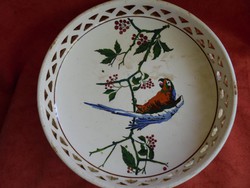 Áttört szélű papagáj figurás Gránit porcelán tál