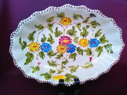 I'm priced !!! Old hand painted franceschini pesaro with floral oval shaped majolica bowl.