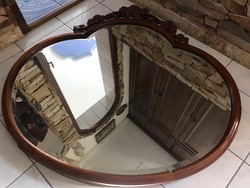 Álomszép hatalmas faragott barokk tükör fazellált széllel különleges formával