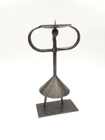 Retro iparművész réz/bronz gyertyatartó - női alakot formmázó vas szobor