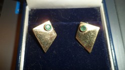 Geometrikus arany fülbevaló / smaragd