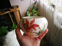 Zsolnay orchidea mintás porcelán kaspó