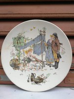 Francia majolika porcelán tányér Ámor szerelmes jelenettel Sarreguemines