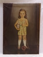 Mille olaj-vászon festmény kislány játékokkal