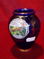 KHM Bavaria porcelán  kobalt kék váza, ESSLINGEN tájképpel, 11 cm magas. Vanneki!
