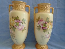 Majolika szecessziós  váza pár art nouveau 26 cm magasak jelzetek és sorszámozottak ....