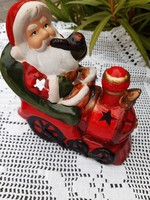 Santa with a locomotive, decoration, candlestick 17x16x9 cm