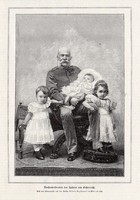 Nagyapai örömök, metszet 1894, 13 x 19 cm, Ferenc József, császár, monarchia, újság, család, unoka