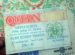 Régi belépőjegy,QUEEN koncert Népstadion Budapest 1986 vintage,retro