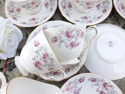 Royal Osborne - Gyönyörű angol kávéskészlet - rózsás porcelán csészék és csészealjak