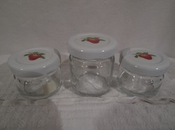 Üveg - 3 db kicsi - epres fémtetővel -  nem használt üveg - Német 5 x 4,5 cm - 4,5 x 3,5 cm
