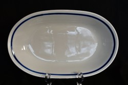 Alföldi retró porcelán ovális tál - tányér - kocsonyás tálka a klasszikus kék csík dekorral
