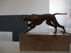 Réz vadászkutya kopó vizsla kutya szobor