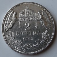 2 Korona 1913 KB ezüst XF 1