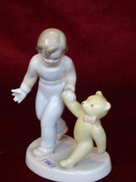 Aquincumi porcelán figurális szobor. Kislány macival. Vanneki!