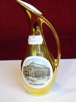 GEROLD Osztrák porcelán arany váza, Wien Staatsoper látképpel. Vanneki!