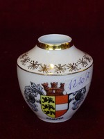 Ausztriai emlék váza, 6,5 cm magas, KARTNER címerével. Vanneki!