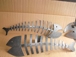 Kovács Manó alkotás Kovácsoltvas 70cm Industrial Hal csontváz Loft acél szobor kép Horgász Cégér nek