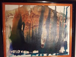 Franz Stenders - Toszkán táj - acryl / vászon festmény - jelzett eredeti