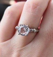 Új, szikrázó rózsaszín valódi kunzit és rubin drágaköves 925 ezüst gyűrű
