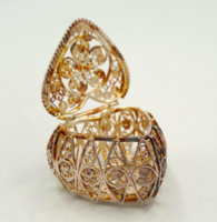 Filigrán ezüst szelence aranyozva 925-ös Szív formával