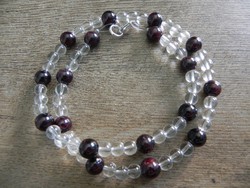 Garnet and rock crystal ball necklace original!