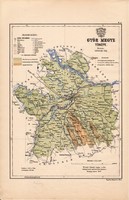 Győr megye térkép 1887 (4), Magyarország, vármegye, atlasz, eredeti, Kogutowicz Manó, nyugat, 28x43 