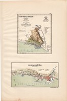 Fiume város térkép (ek) 1890 (4), Magyarország, vármegye, eredeti, Kogutowicz Manó, terület, kikötő