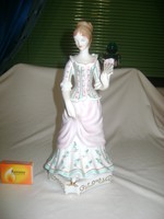 Hollóházi hölgy legyezővel - porcelán figura, nipp