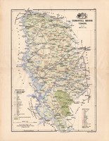 Torontál megye térkép 1887 (4), ármegye, atlasz, Kogutowicz, 43 x 56 cm, eredeti, Becskerek, Gönczy