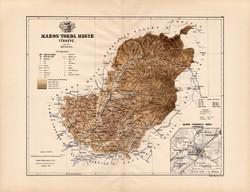Maros - Torda megye térkép 1886 (4), vármegye, atlasz, eredeti, Kogutowicz, Vásárhely, Szászrégen
