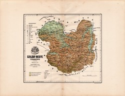 Szilágy megye térkép 1885 (4), vármegye, atlasz, eredeti, Kogutowicz Manó, 43 x 56 cm, Tasnád, Bagos