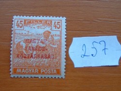 45 FILLÉR 1919 Magyar Tanácsköztársaság - felülnyomat Magyar Posta Arató 257#