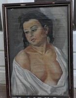 ÁLDOR JÁNOS LÁSZLÓ : Női akt - antik olaj / vászon festmény