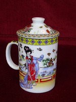 MG l. articles  Japán porcelán tea készítő, szűrővel és fedővel. Vanneki!