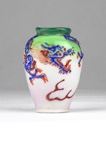 0Y454 Antik kisméretű sárkányos porcelán váza 5 cm