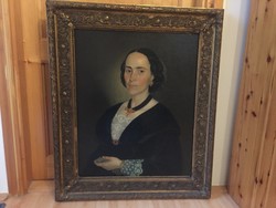Ismeretlen biedermeier női portré rokokó keretben