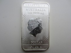 2018 Ausztrál Sárkány lapka 0.9999ag 1 uncia szín ezüst