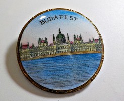 Régi Budapest tűzzománc réz bross