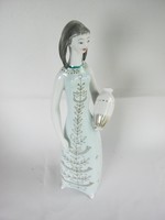 Hollóházi porcelán nagy méretű art deco lány