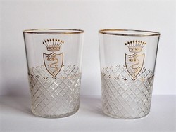 Csiszolt kígyós nemesi címeres üveg poharak 