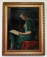 Kümmerle Pál olvasó lány c. festménye keretezve