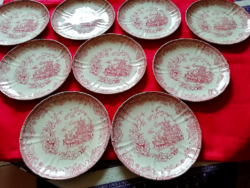 9 db antik  William A.Adderley tányérok, 18,7 cm átmérő